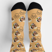 Custom Pet Photo & Paw Prints Black Socks Sokken (Top)