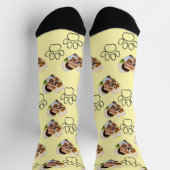 Custom Pet Photo & Paw Prints Black Socks Sokken (Top)
