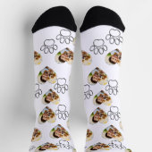 Custom Pet Photo & Paw Prints Black Socks Sokken (Top)
