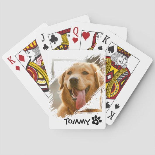 Custom Pet Photo Playing Cards with Name – White Pokerkaarten (Achterkant)