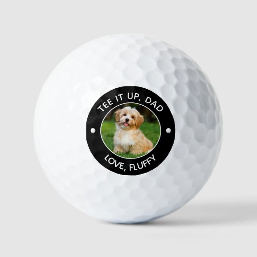 Custom Pet Photo T-shirt It Up Dad Black Golfballen (Voorkant)