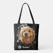 Custom Pet Photo Tote Bag with Name –Black & White (Achterkant)