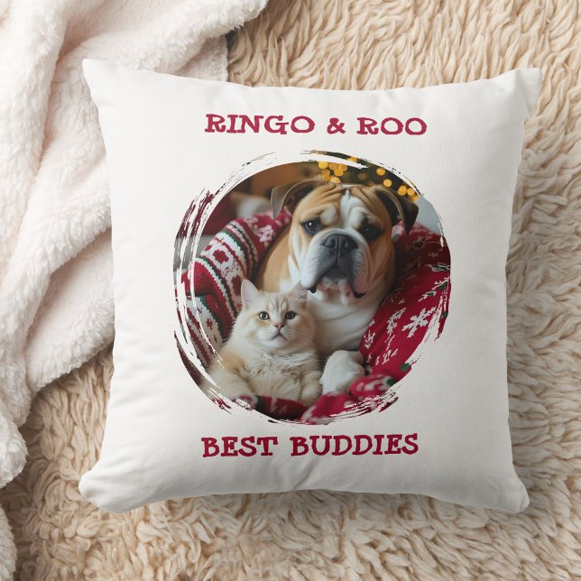Custom Pet Pillow Best Buddies Cat Dog Names Gift Kussen (Creator heeft geüpload)