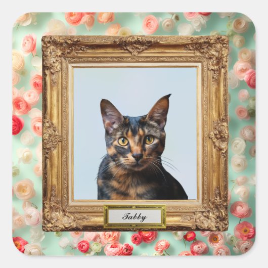 Custom Pet Portrait Label – Your Cat in a Frame (Voorkant)