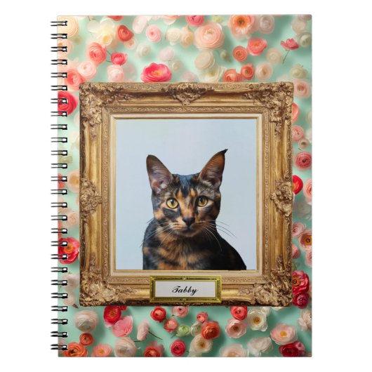 Custom Pet Portrait Notebook – Your Cat in a Frame Notitieboek (Voorkant)