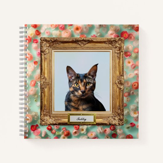 Custom Pet Portrait Notebook – Your Cat in a Frame Notitieboek (Voorkant)