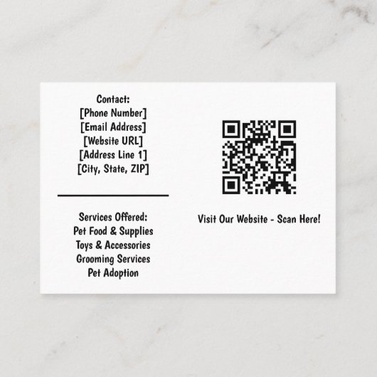 Custom Pet Shop Visitekaartje (Achterkant)