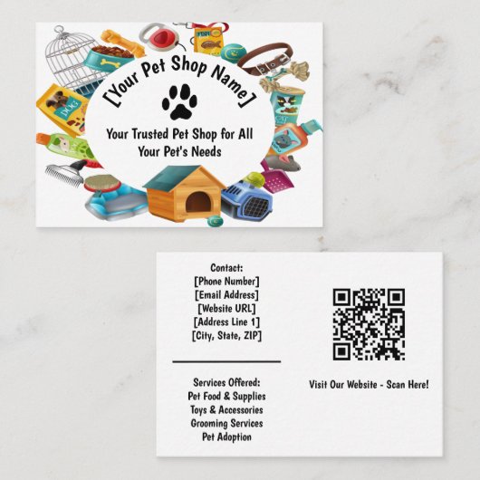 Custom Pet Shop Visitekaartje (Voorkant / Achterkant)
