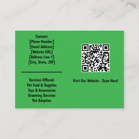 Custom Pet Shop Visitekaartje (Achterkant)