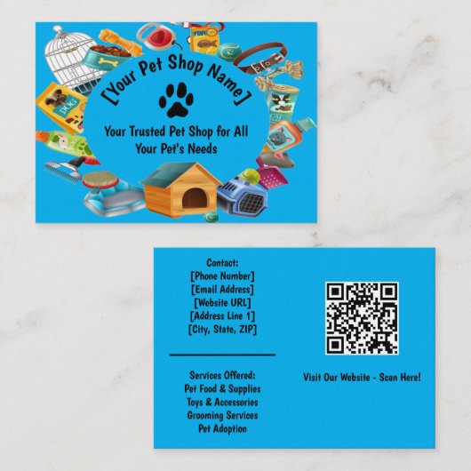 Custom Pet Shop Visitekaartje (Voorkant / Achterkant)