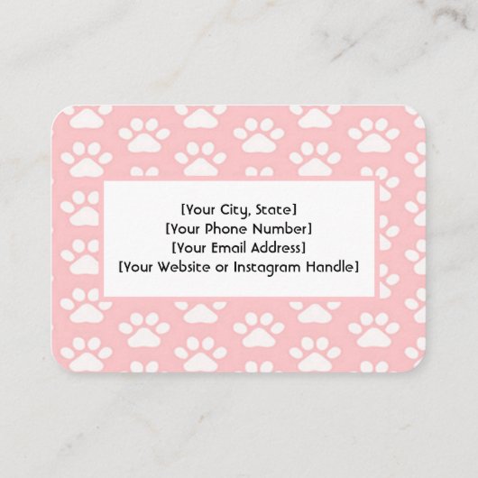 Custom Pet Sitter Business Card – Pink Paw Print Visitekaartje (Achterkant)