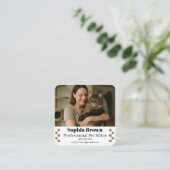 Custom Pet Sitter Business Card with Photo  Vierkante Visitekaartje (Staand voorkant)