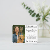 Custom Pet Sitter Business Card with Photo  Visitekaartje (Staand voorkant)