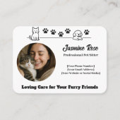 Custom Pet Sitter Business Card with Photo Visitekaartje (Voorkant)