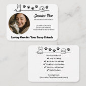 Custom Pet Sitter Business Card with Photo Visitekaartje (Voorkant / Achterkant)
