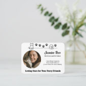 Custom Pet Sitter Business Card with Photo Visitekaartje (Staand voorkant)
