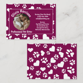 Custom Pet Sitter Visitekaartje – Granaat Rood