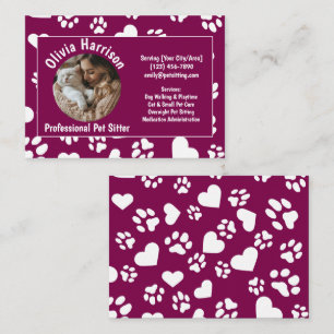 Custom Pet Sitter Visitekaartje – Granaat Rood