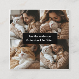 Custom Pet Sitter Visitekaartje met 4 foto's