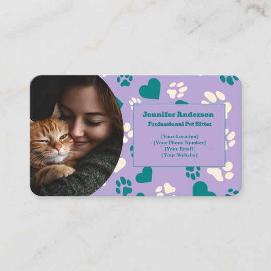 Custom Pet Sitter Visitekaartje met Foto (Voorkant)