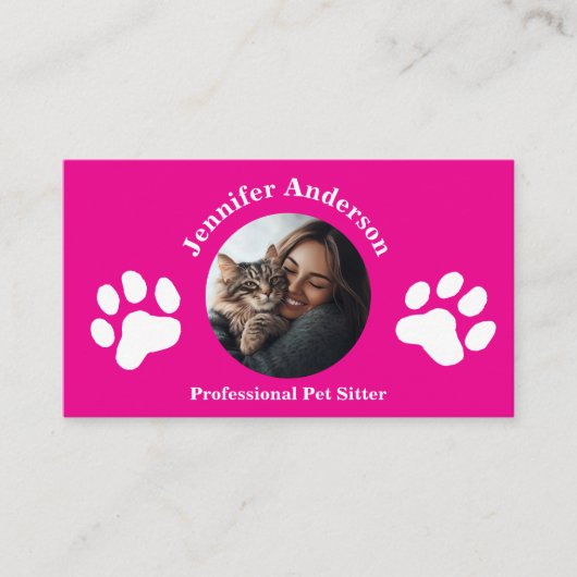 Custom Pet Sitter Visitekaartje met Foto (Voorkant)