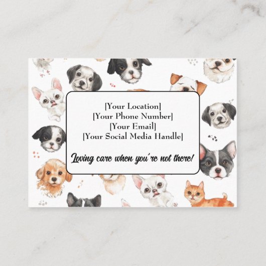 Custom Pet Sitter Visitekaartje met Foto & Naam (Achterkant)