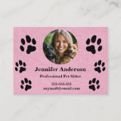 Custom Pet Sitter Visitekaartje – Zacht roze linne (Voorkant)