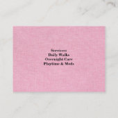 Custom Pet Sitter Visitekaartje – Zacht roze linne (Achterkant)