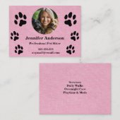 Custom Pet Sitter Visitekaartje – Zacht roze linne (Voorkant / Achterkant)
