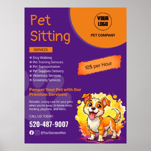 Custom Pet Sitting Business Poster (Voorkant)