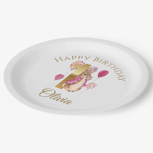 Custom Peter the Rabbit 1st Birthday Papieren Bordje (Gekanteld)