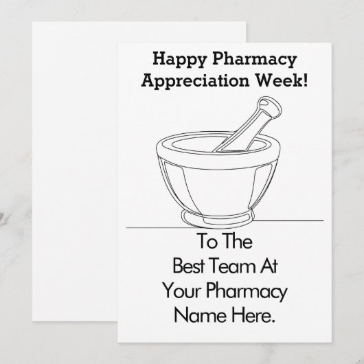 Custom Pharmacy Appreciation Week Kaart (Voorkant / Achterkant)
