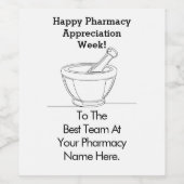 Custom Pharmacy Appreciation Week Wijnlabel Wijn Etiket (Enkel label)