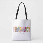 Custom Pharmacy Technician Bold Rainbow Lettering Tote Bag (Voorkant)
