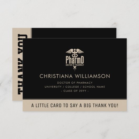 Custom PharmD Doctor of Pharmacy Graduation Party Bedankkaart (Voorkant / Achterkant)