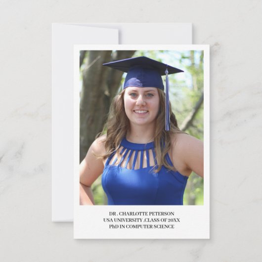 Custom PhD Graduation Party Bedankkaart (Achterkant)