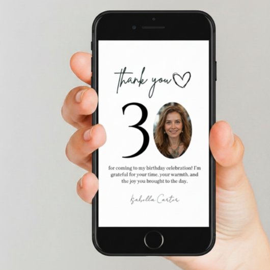 Custom Photo 30th Birthday Thank You Card Bedankkaart