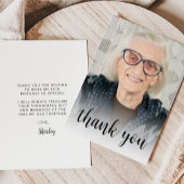 Custom Photo 90th Birthday Party Black Script Bedankkaart