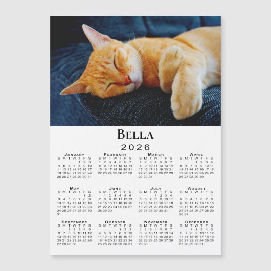 Custom Photo and Name 2026 Calendar Magnet (Voorkant)