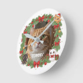 Custom Photo and Pet Name Christmas Ronde Klok (Hoek)