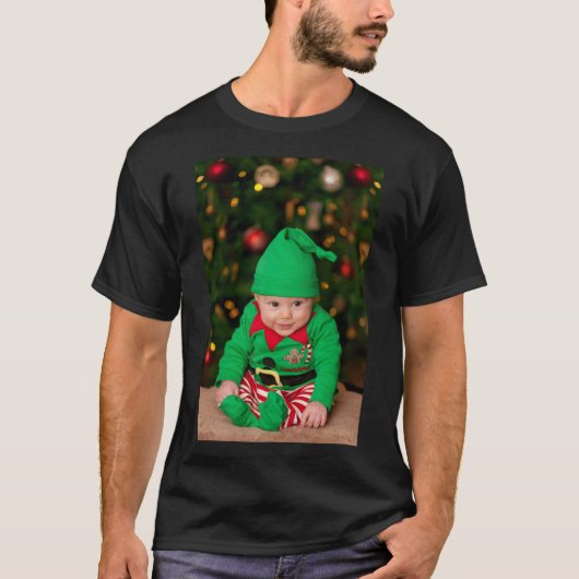 Custom photo and text Christmas T-shirt (Voorkant)