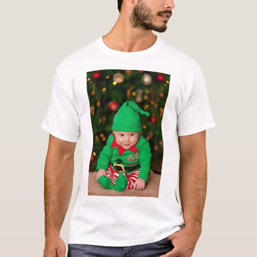 Custom photo and text Christmas T-shirt (Voorkant)
