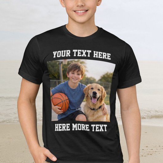 Custom Photo and Text Or Name Bold Sporty T-shirt