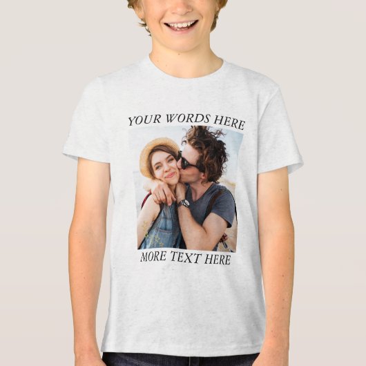 Custom Photo and Text Tri-Blend Shirt (Voorkant)
