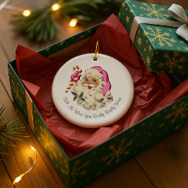 Custom Photo and Text Vintage Santa Keramisch Ornament