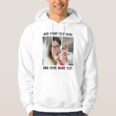 Custom Photo and Text White Hoodie (Voorkant)