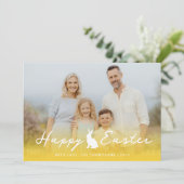 Custom Photo And Yellow Gradient With Bunny Easter Kaart (Staand voorkant)