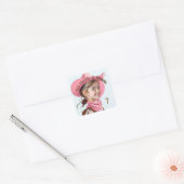 Custom Photo Any Age Pink Cowgirl Theme Birthday  Vierkante Sticker (Envelop)