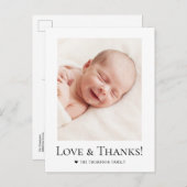 Custom photo Baby Shower Love and Thanks  Briefkaart (Voorkant / Achterkant)