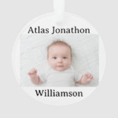 Custom Photo Baby's First Christmas YEAR Blue Bow Ornament (achterkant)